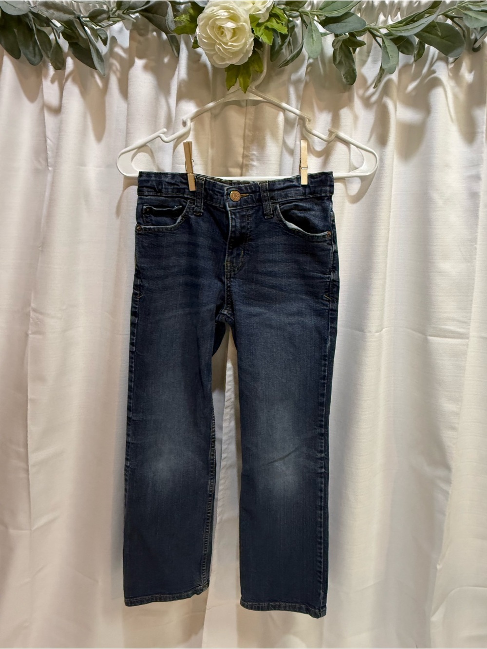 Cat & Jack Dark Blue Denim Bootcut Jeans Size 10 Adjustable Waist